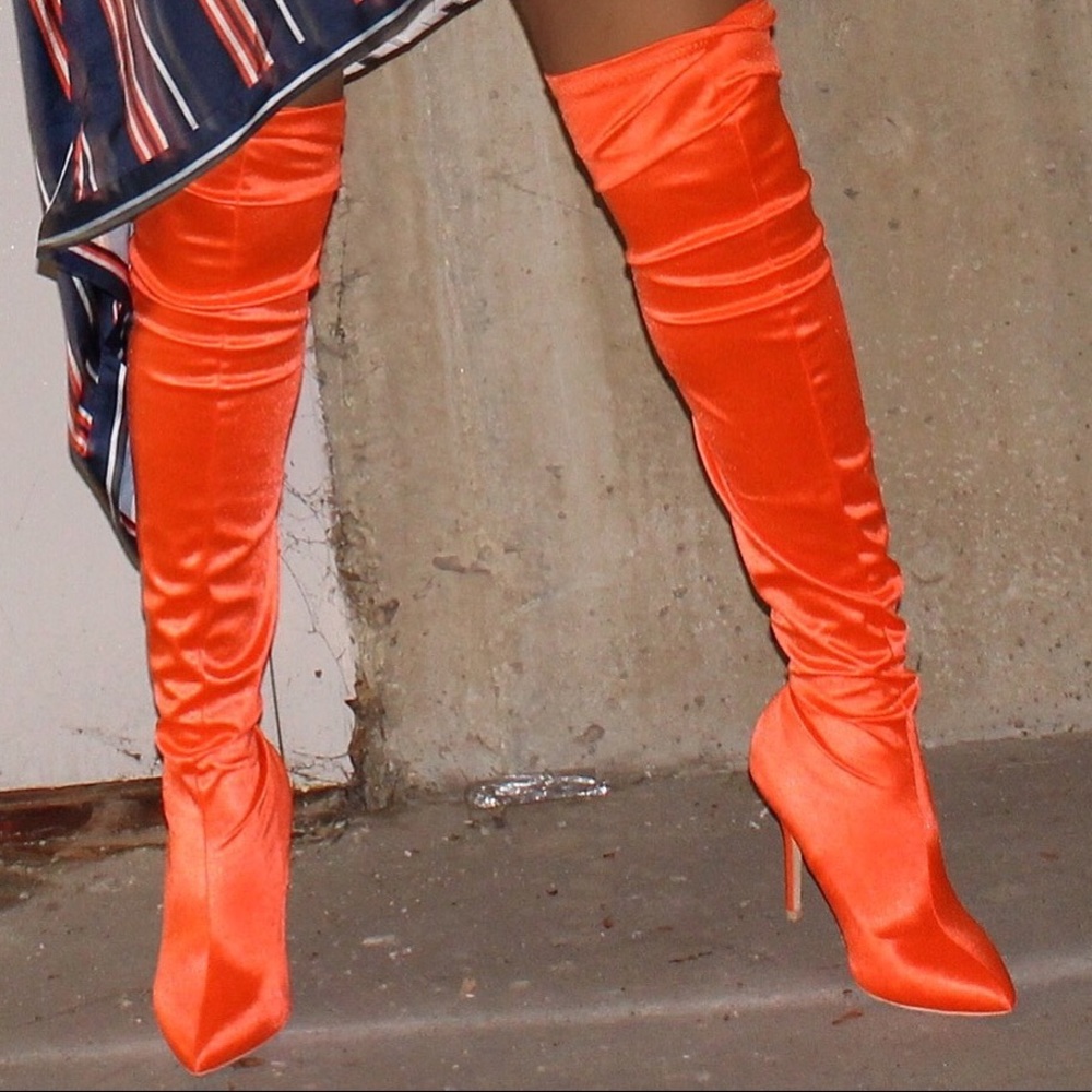 Orange Stretch Thigh Boot